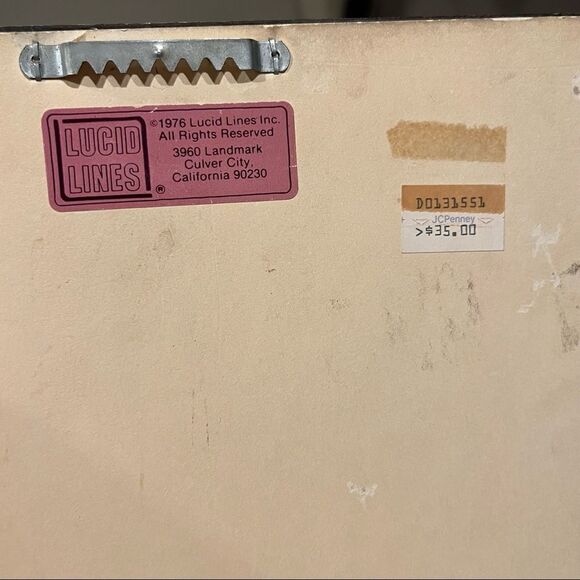 Vintage Lucid Lines “The Wine Cellar” Grecian Mirror Graphic 1970s Gold Burgundy - Picture 12 of 13